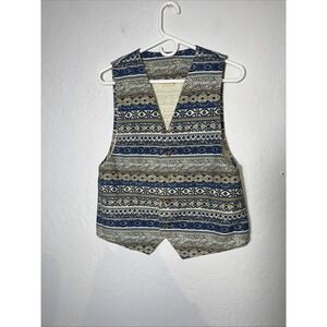 VTG 90's Vivaldi Jeanswear‎ Art Stripe Cotton Denim Vest Top Women's Medium☮️